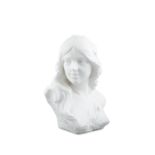 A COMPOSITION ART NOUVEAU STYLE BUST OF A YOUNG LADY, her head bedecked with vines. 42cm high