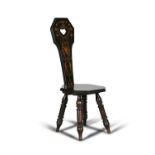 AN ARTS & CRAFTS STAINED WOOD OCCASIONAL CHAIR, the upright back with pierced heart,