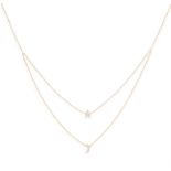 A DIAMOND NECKLACE, composed of a fine trace-link chain with single-cut diamond connectors,