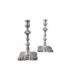 A PAIR OF GEORGE II SILVER DESK CANDLESTICKS, London c.1759, makers mark of William Café,