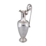 A VICTORIAN SILVER CLARET JUG AND LID, Birmingham c.1861, marker's mark rubbed, with scrolling