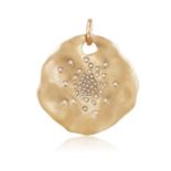 A DIAMOND PENDANT, BY ANTONINI, the concave plaque embellished with brilliant-cut diamonds of brown