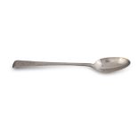 A GEORGE III IRISH SILVER LONG HANDLED SERVING SPOON, Dublin c.1773, mark of Christopher Haines,