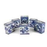 A COLLECTION OF SIX CHINESE PORCELAIN FLOWER BRICKS, comprising of a pair of a pair decorated with
