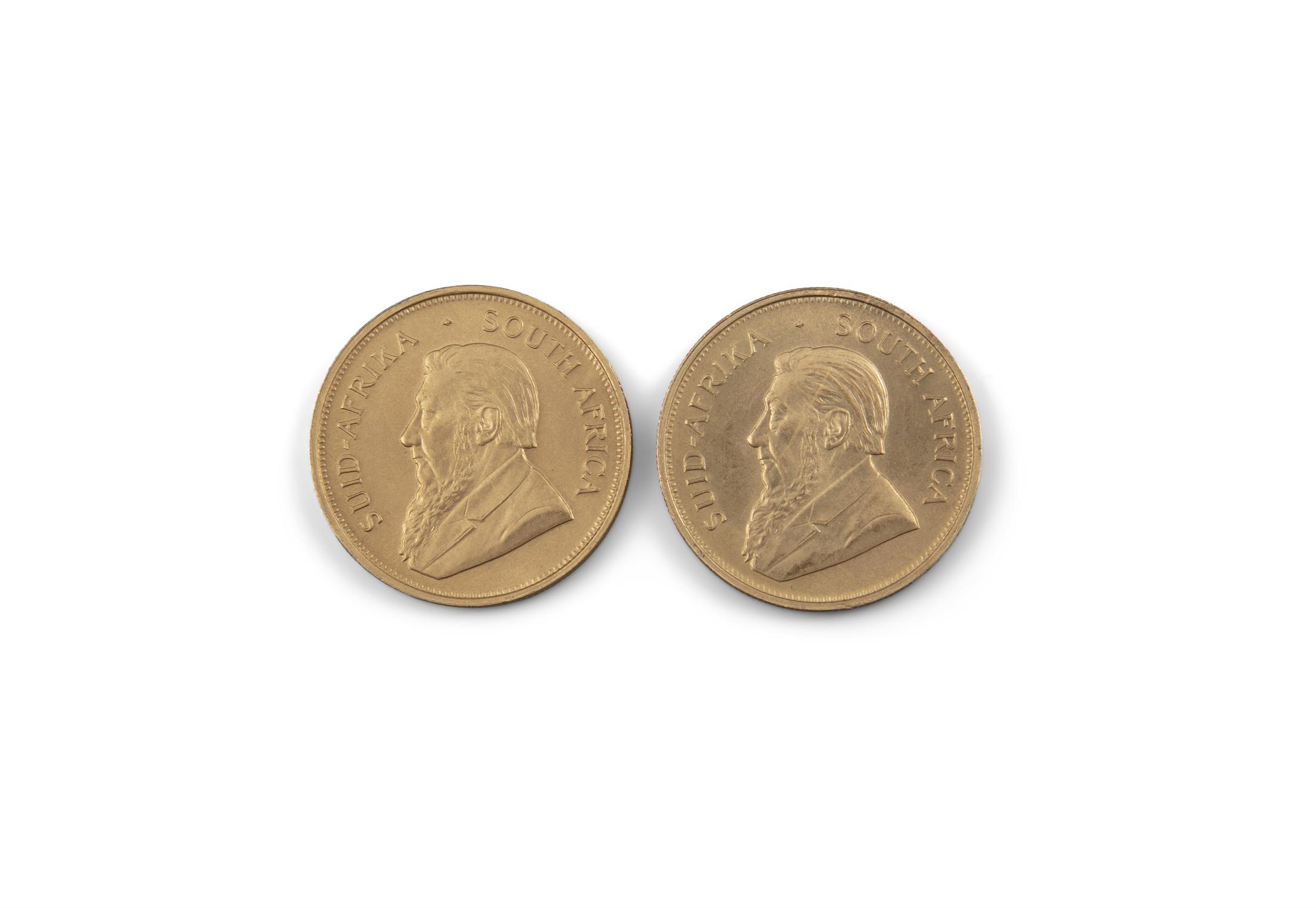 TWO SOUTH AFRICAN GOLD KRUGERRAND COINS, 1974, (68 grams) - Image 2 of 2