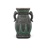 *A LARGE BIÊN HÒA 边和 STONEWARE VASE OF ARCHAISTIC HU BRONZE SHAPE VIETNAM, BIÊN HÒA 边和 SCHOOL OF