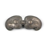A CHISELED SILVER BELT BUCKLE TURKEY, OTTOMAN EMPIRE, 19TH CENTURY L (total of the two parts): 30,