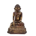 A LACQUER BUDDHA CALLING THE EARTH TO WITNESS BURMA / MYANMAR, 19TH CENTURY The figure of Buddha