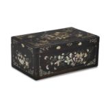 § A MOTHER-OF-PEARL INLAID ‘DRAGON - RỒNG’ WOODEN BOX AND COVER VIETNAM, TONKIN, NAM DINH, LATE