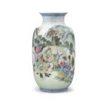 A VERY FINELY PAINTED FAMILLE ROSE POSSIBLY ‘ROMANCE OF THE WESTERN CHAMBER’ PORCELAIN VASE OF