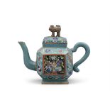 A CLOISONNE ENAMEL ‘AUSPICIOUS SYMBOLS’ LIDDED TEAPOT CHINA, LATE QING DYNASTY, 19TH CENTURY Of