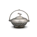 A LARGE AND RETICULATED CHINESE EXPORT SILVER ‘BAMBOO’ TUREEN BY TACKHING OF HONG KONG CHINA, LATE