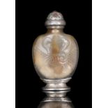 A SILVER-MOUNTED AGATE SNUFF BOTTLE MODIFIED AS A FRICTION LIGHTER THE SNUFF BOTTLE: CHINA, LATE