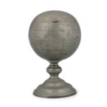 A PEWTER GLOBE-FORM INKWELL CHINA, SWATOW, CIRCA 1900-1940 The globe is engraved with views of the