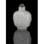 PROPERTIES FROM A FRENCH COLLECTOR OF JADE CARVINGS AND SNUFFBOTTLES A WHITE JADE ‘LOTUS POND’ SNUFF