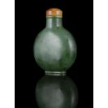 PROPERTIES FROM A FRENCH COLLECTOR OF JADE CARVINGS AND SNUFFBOTTLES A SPINACH JADE SNUFF BOTTLE