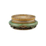 AN EGG AND SPINACH ENAMELED BISCUIT PORCELAIN STAND CHINA, QING DYNASTY The top part is adorned with