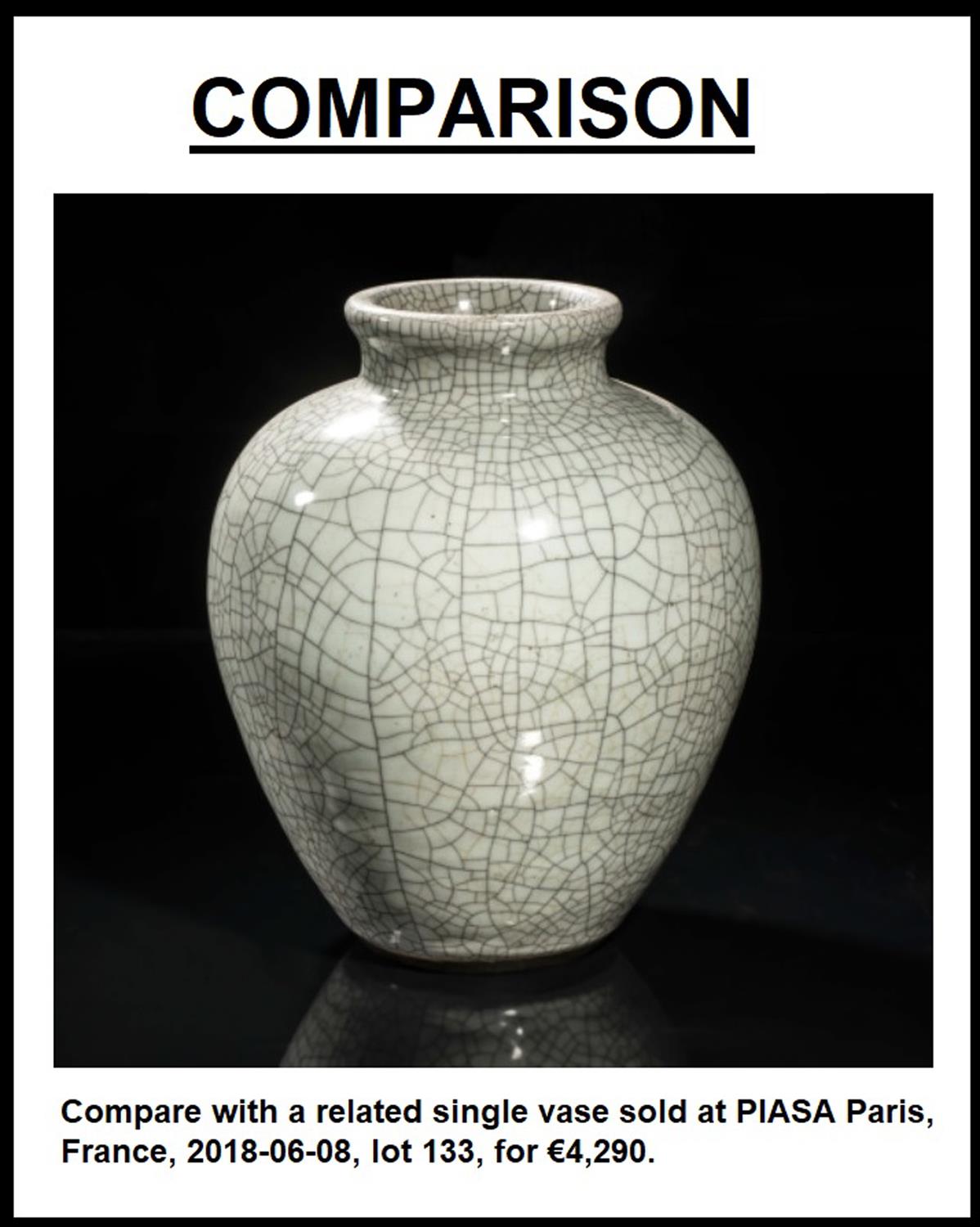 A GUAN OR GEYAO CRACKLED WARE TYPE EGG-SHAPED VASE CHINA, LATE QING DYNASTY TO REPUBLIC / MINGUO - Image 7 of 8