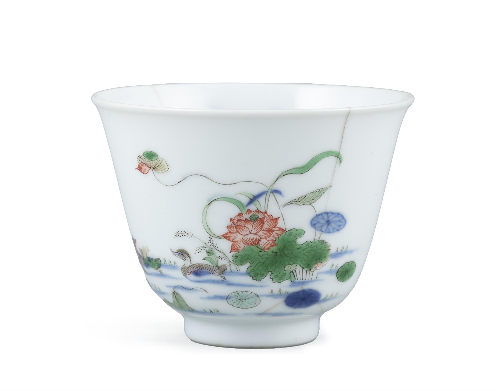 A FAMILLE VERTE 'MONTH' CUP WITH KANGXI MARK BUT LATER The cup is delicately potted with flaring