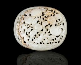 PROPERTIES FROM A FRENCH COLLECTOR OF JADE CARVINGS AND SNUFFBOTTLES A RETICULATED JADE ‘PEACH’
