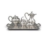 A MAYBE COUMPOUND FIVE-PIECE (5) CHINESE EXPORT SILVER ‘BAMBOO’ TEA AND COFFEE SET BY C.J. & CO