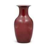 A FLAMBE / OXBLOOD GLAZED PORCELAIN PHOENIX-TAIL VASE, FENGWEIZUN CHINA, POSSIBLY LATE QING