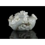 A JADEITE JADE ‘CHI DRAGON’ INCENSE BURNER AND COVER OR CENSER CHINA, LATE QING DYNASTY TO