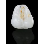 PROPERTIES FROM A NOTED COLLECTION OF JADES AND SNUFFBOTTLES *A WHITE JADE ‘BAT AND PEACH - FÚSHÒU -