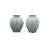 A PAIR OF GE OR GEYAO TYPE CRACKLED CELADON GLAZED PORCELAIN JARS CHINA, LATE QING DYNASTY TO