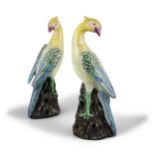 A PAIR OF CHINESE EXPORT PORCELAIN BIRDS CHINA BY COMMAND, LATE QING DYNASTY TO REPUBLIC / MINGUO