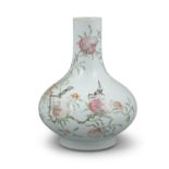 A FAMILLE ROSE ‘MAGPIE AND POMEGRANATE’ PORCELAIN BOTTLE VASE, TIANQIUPING CHINA, MODERN H: 32cm