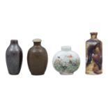A GROUP OF FOUR (4) PORCELAIN SNUFF BOTTLES CHINA, 20TH CENTURY The first one is covered with a