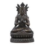 A BRONZE SCULPTURE OF THE BUDDHA AMITAYUS CHINA, 18TH CENTURY STYLE Heavy casted, depicting the