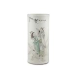 *A QIANJIANG CAI PORCELAIN ‘DAOIST IMMORTAL AND ATTENDANT’ HAT HOLDER CHINA, REPUBLIC / MINGUO