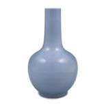 A CLAIR DE LUNE GLAZED BOTTLE VASE, TIANQIUPING CHINA It rests on an unglazed ring foot and has a
