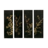 A SUITE OF FOUR (4) ‘FOUR GENTLEMEN - BỐN QUÝ ÔNG - 四君子’ LACQUERED WOODEN PANELS BY THE STUDIO OF