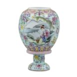 A THINLY POTTED FAMILLE ROSE ‘LADIES’ PORCELAIN NIGHT LIGHT OR LANTERN CHINA, 20TH CENTURY It is