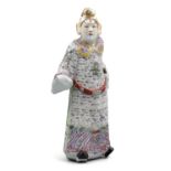 A FAMILLE ROSE PALETTE MOLDED PORCELAIN FIGURE OF A DAOIST GOD CHINA, 20TH CENTURY The god is