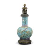 A ‘BIRD OF PARADISE’ CLOISONNE IMITATION CERAMIC BOTTLE VASE, TIANQIUPING POSSIBLY EUROPE IN THE