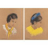 VIETNAMESE SCHOOL (Vietnam, Active circa 1930s) POSSIBLY NGUYEN HIEU Suite de deux portraits