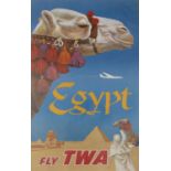 DAVID KLEIN TWA Egypt Lithograph, 101.5 x 63.4cm