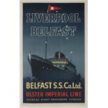 ANONYMOUS Belfast Steam Ship, 1940s Lithograph, 101 x 64cm, mounted on linen