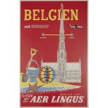 JAN DE FOUW Aer Lingus: Belgium, 1960 Silkscreen, 102 x 65.5. cm