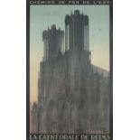 JEAN DROIT, 'La Cathedral de Reims,' Lithograph, 100 x 62.5 cm