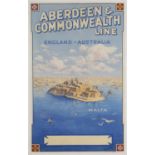 E.J. WATERS Aberdeen and Commonwealth Line, 1930s Lithography, 99 x 62cm, mounted on linnen