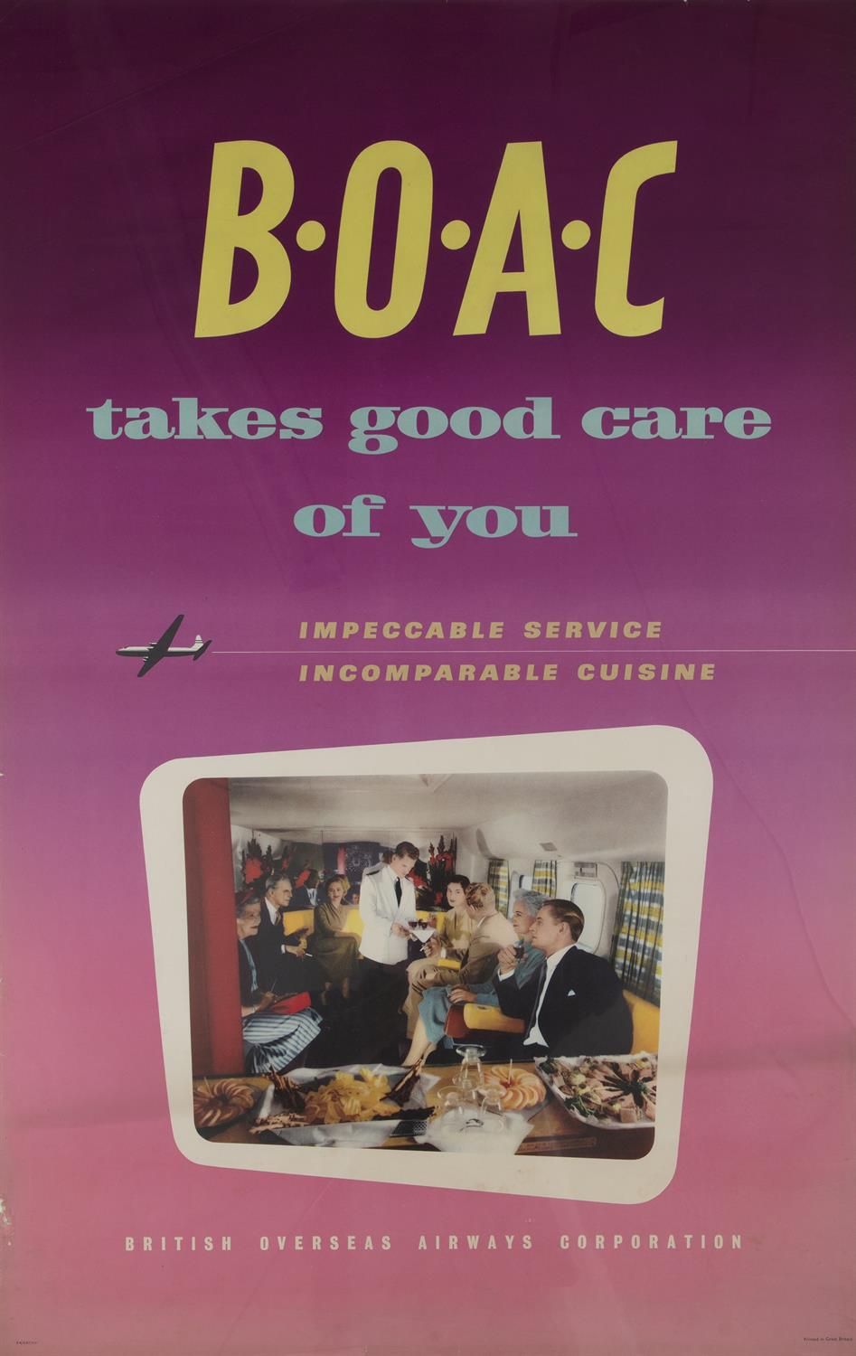 ANONYMOUS BOAC takes good care of you 101 x 63 cm ANONYMOUS Spain fly Bea and Aer