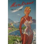 ANONYMOUS, 'Montreux, Switzerland,' 1950s, Lithograph, 102 x 64 cm