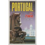 DAVID KLEIN Portugal Fly TWA, 1940s Lithograph, 101 x 63 cm, mounted on linen