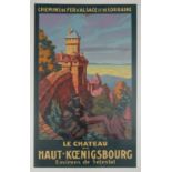 PIERRE COMMARMOND Le Chateau du Haut-Koeningsbourg, 1930s Lithograph, 166 x 68 cm