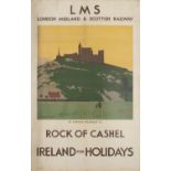 NORMAN WILKINSON, Rock of Cashel - LMS - Ireland for the Holidays 102 x 64 cm